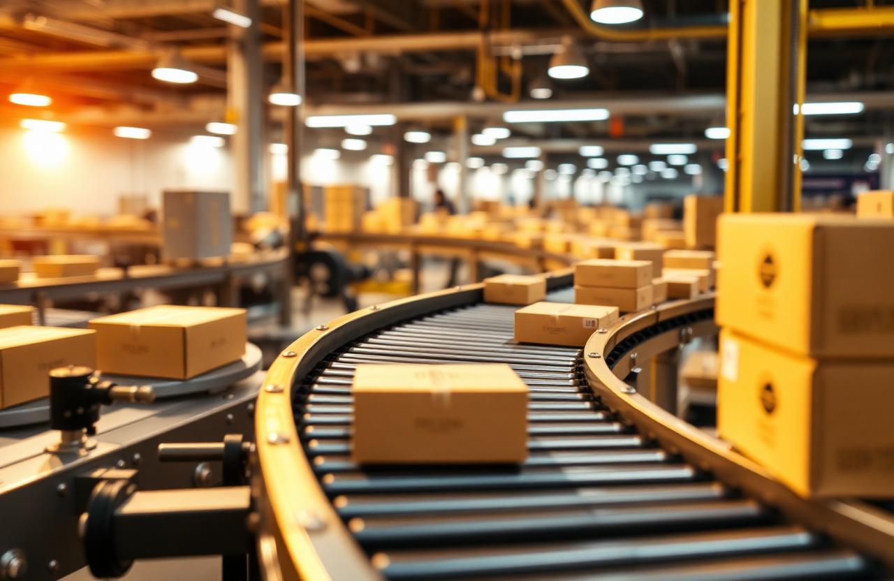 A state-of-the-art hygienic conveyor system with a blue belt in a Benelux pharmaceutical production facility.