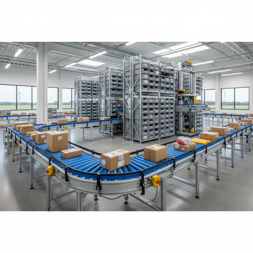 Een modulair rollenbaansysteem in een modern Benelux distributiecentrum, dat een toekomstbestendige logistieke oplossing